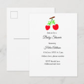 Rote Kirschenbrust mit QR Babydusche Ankündigungspostkarte (Vorne/Hinten)