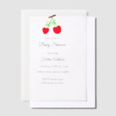 Rote Kirschenbrust mit QR Babydusche Pergament Einladungen (Versetzt)