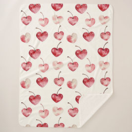 Rote Kirschenherzen Valentinstag Sherpadecke