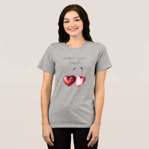 Rote Kirschherzen Tri-Blend Shirt