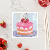 Rote Kirschtorte Wasserfarbenmalerei Serviette (Beispiel)