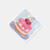 Rote Kirschtorte Wasserfarbenmalerei Serviette (Ecke)