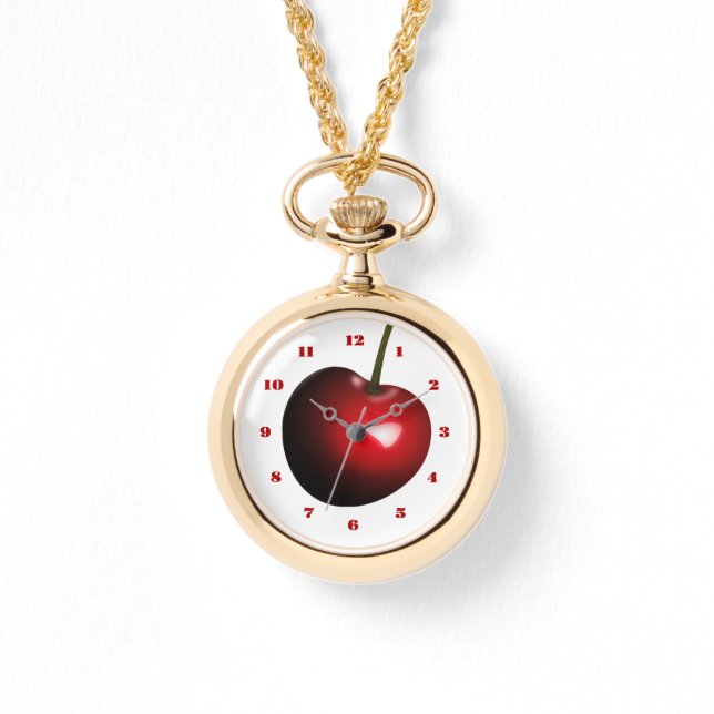 Rote Kirschuhr-Halskette Armbanduhr (Vorderseite)