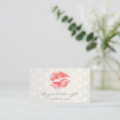 Rote Kiss Lips mit Golden Bokeh Dots Makeup Visitenkarte (Stehend Vorderseite)