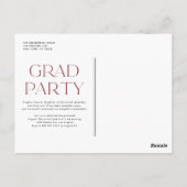 Rote Klasse 2024 Moderner Minimalistischer Abschlu Postkarte (Rückseite)