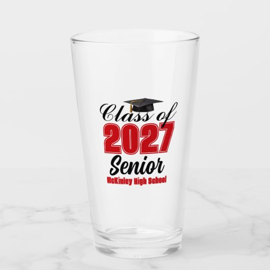 Rote Klasse 2027 Senior Custom High School Glas (Vorderseite)