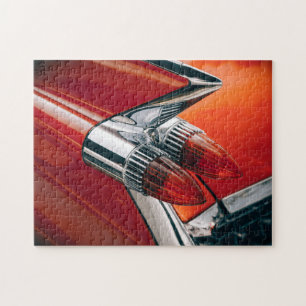 Rote Klassiker-Automobilflossen Puzzle