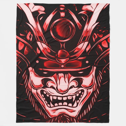 Rote klassische Dämon-Samurai-Gewohnheit groß Fleecedecke (Vorderseite)