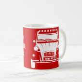 Rote klassische Transportwagen-Tasse Citroen 2CV Kaffeetasse (VorderseiteRechts)