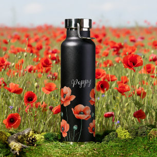 Rote Klatschmohn-Blumenthermoskanne Trinkflasche