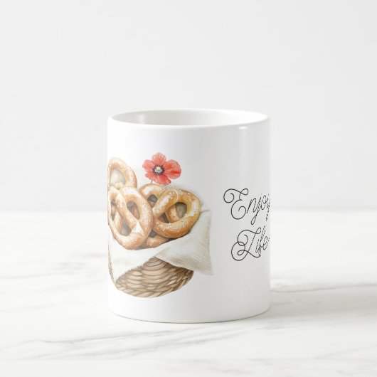 Rote Klatschmohnblumen-Brezeln Kaffeetasse (Mittel)