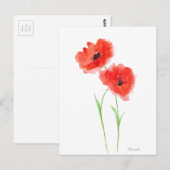 Rote Klatschmohnblumen Mohn Wasserfarbe rustikale  Postkarte (Vorne/Hinten)