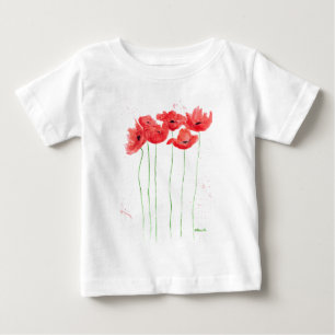 Rote Klatschmohnblüten Aquarell Wildblumen  Baby T-shirt