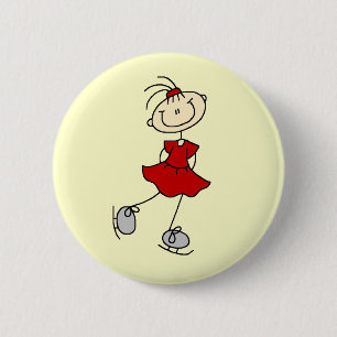 Rote Kleid Figur Eisläufer T-Shirts und Geschenke Button