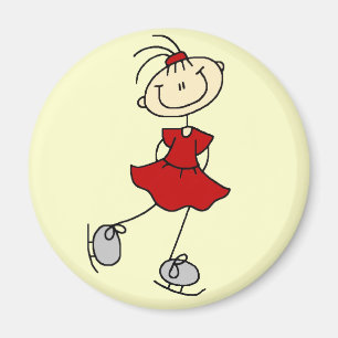 Rote Kleid Figur Eisläufer T-Shirts und Geschenke Magnet