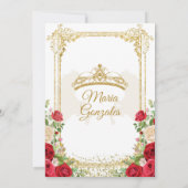 Rote Kleider mexikanische Blume Quinceañera Einladung (Rückseite)