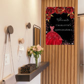 Rote Kleiderfloralen aus Quinceanera willkommen Poster