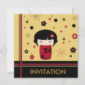 Rote Kokeshi Einladung (Vorderseite)