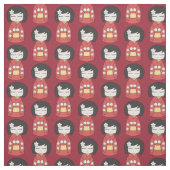 Rote Kokeshi Puppe Stoff (Muster)