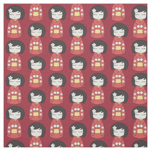 Rote Kokeshi Puppe Stoff (Muster)