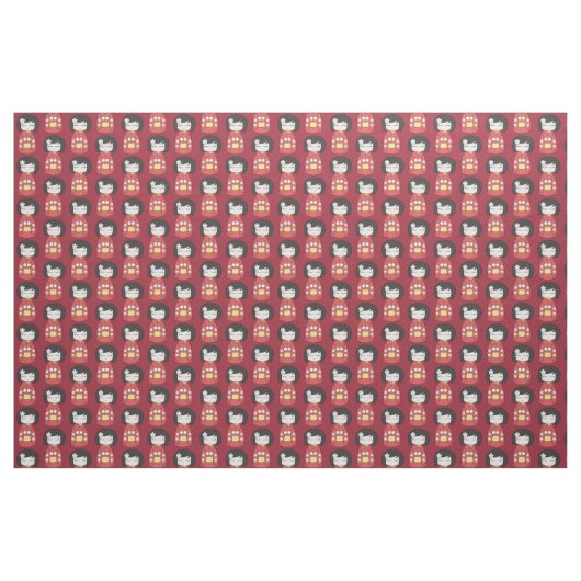 Rote Kokeshi Puppe Stoff (Fat Quarter (45,7 x 55,9 cm))