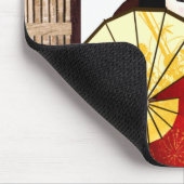 Rote Kokeshi Puppen-Kunst Mousepad (Ecke)