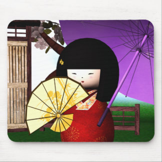 Rote Kokeshi Puppen-Kunst Mousepad