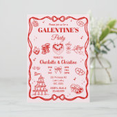Rote Kokette Galentine-Party Einladung (Stehend Vorderseite)