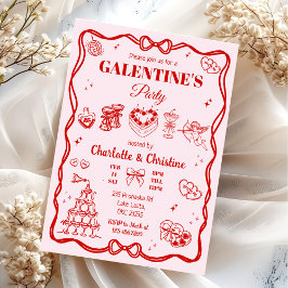 Rote Kokette Galentine-Party Einladung