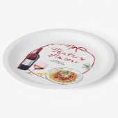 Rote Kokette Schleife Das ist Amore Pappteller (Schrägansicht)