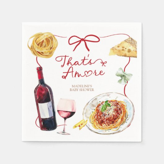Rote Kokette Schleife Das ist Amore Serviette (Vorderseite)