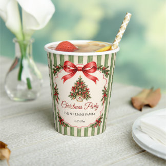 Rote Koketten-Bogen-Schrift-Weihnachtsbaum-Party Pappbecher
