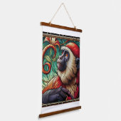 ROTE KOLOBUS-MONKEY-TAPESTRIE WANDTEPPICH MIT HOLZRAHMEN (Gewinkelt)