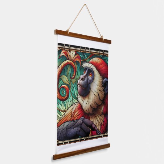 ROTE KOLOBUS-MONKEY-TAPESTRIE WANDTEPPICH MIT HOLZRAHMEN (Gewinkelt)