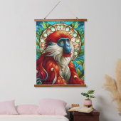 ROTE KOLOBUS-MONKEY-WALL-TAPESTRIE WANDTEPPICH MIT HOLZRAHMEN (Schlafzimmer)
