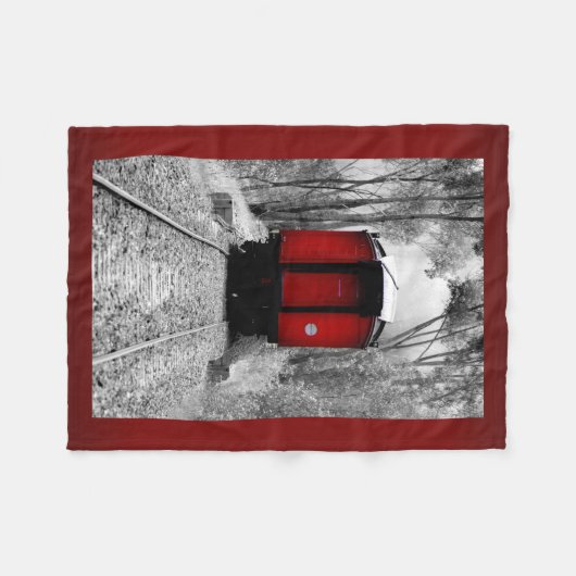 Rote Kombüsen-viktorianischer Dampf-Zug Fleecedecke (Vorderseite (Horizontal))