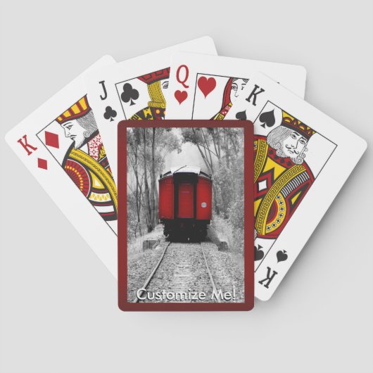 Rote Kombüsen-viktorianischer Dampf-Zug Spielkarten (Rückseite)