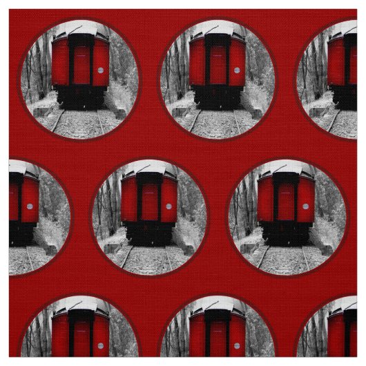 Rote Kombüsen-viktorianischer Dampf-Zug Stoff (Muster)