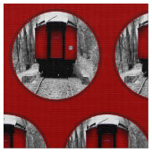 Rote Kombüsen-viktorianischer Dampf-Zug Stoff (Nahaufnahme)