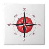 Rote Kompass-Rose Fliese (Vorderseite)