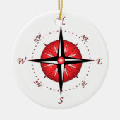 Rote Kompass-Rose Keramikornament (Vorne)