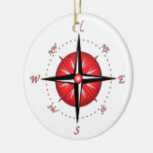 Rote Kompass-Rose Keramikornament (Links)