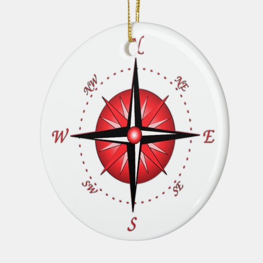 Rote Kompass-Rose Keramikornament (Links)