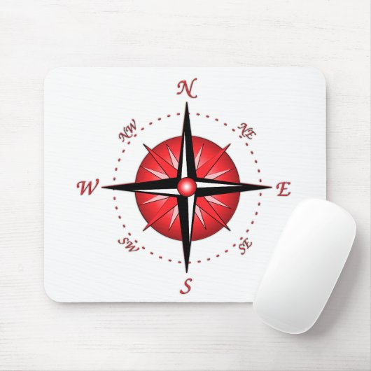 Rote Kompass-Rose Mousepad (Mit Mouse)