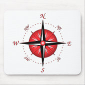 Rote Kompass-Rose Mousepad (Vorne)