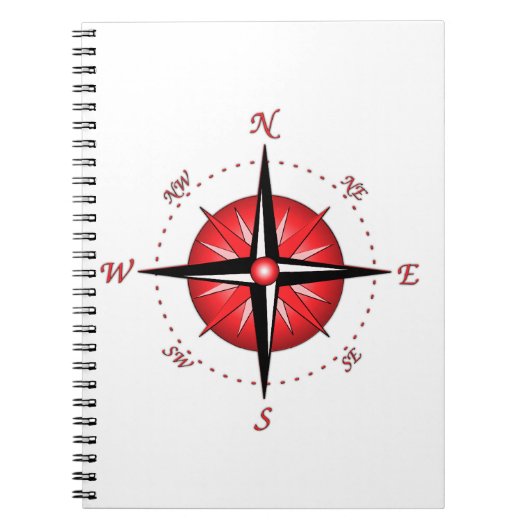 Rote Kompass-Rose Notizblock (Vorderseite)