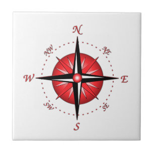 Rote Kompassrose Fliese