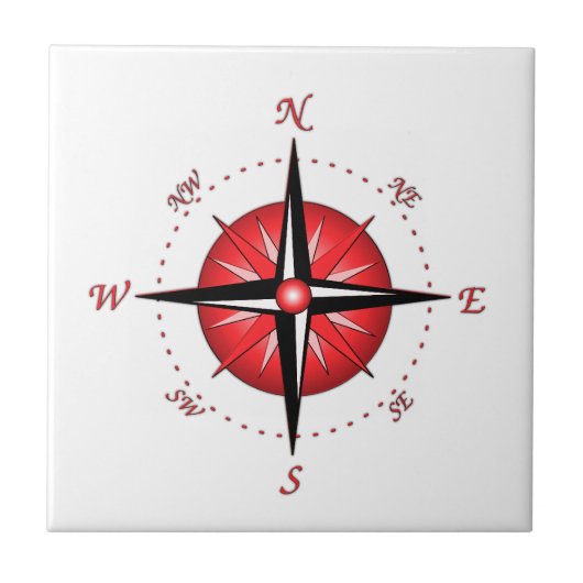 Rote Kompassrose Fliese (Vorderseite)