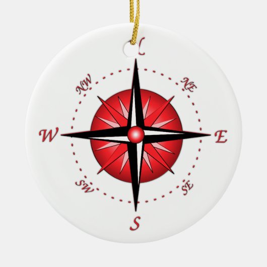 Rote Kompassrose Keramikornament (Vorne)