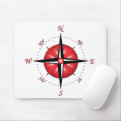 Rote Kompassrose Mousepad (Mit Mouse)